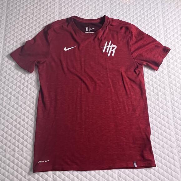 Nike Mens NBA Houston Rockets Dri-fit The Nike Tee SS Shirt Red Sz Med - Picture 1 of 8